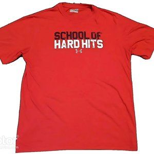 Under Armour Men's "School of Hard Hits" Football Shirt Red Large